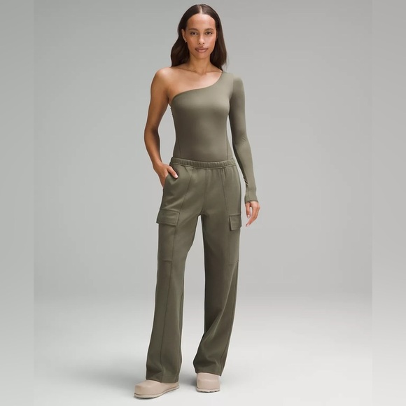 Lululemon Nulu Wundermost Long-Sleeve One-Shoulder Bodysuit | Army Green | NEW! - Picture 1 of 8